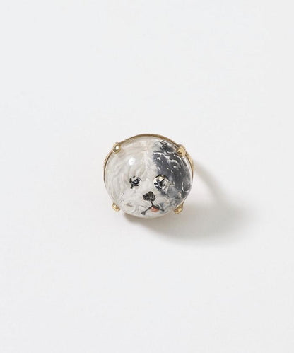 vintage glass dog ring dome BA25H-FH01A 玻璃狗造型戒指