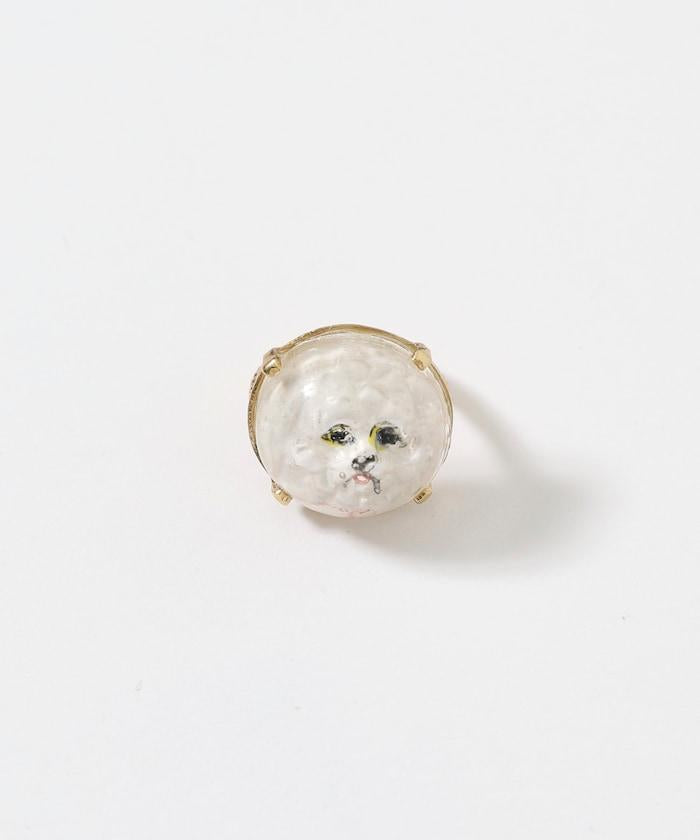 vintage glass dog ring dome BA25H-FH01A 玻璃狗造型戒指