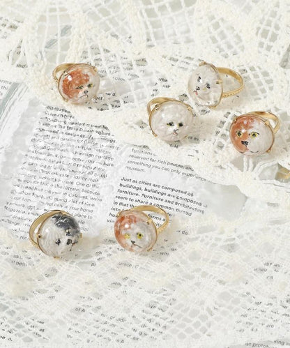 vintage glass dog ring dome BA25H-FH01A 玻璃狗造型戒指