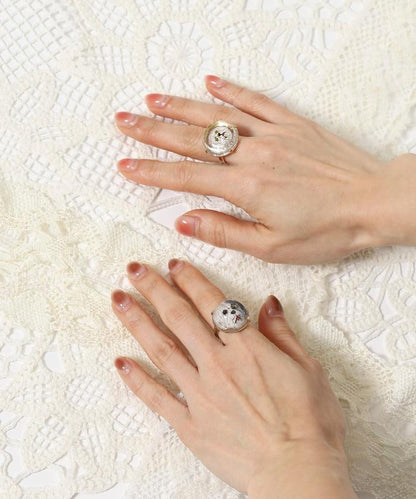 vintage glass dog ring dome BA25H-FH01A 玻璃狗造型戒指