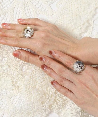 vintage glass dog ring dome BA25H-FH01A 玻璃狗造型戒指