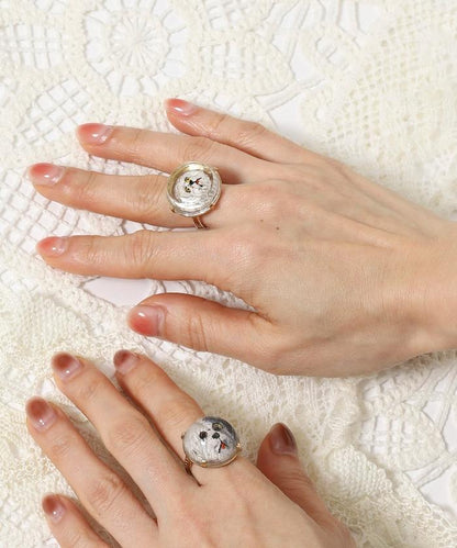 vintage glass dog ring dome BA25H-FH01A 玻璃狗造型戒指