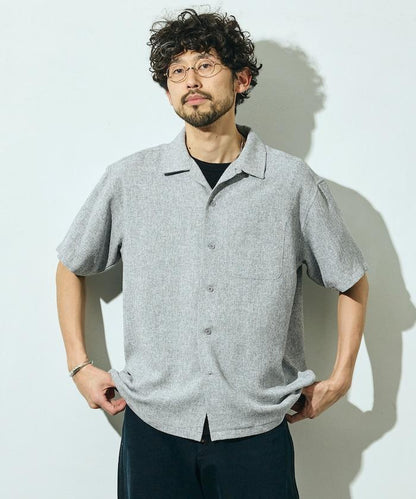 夏季花呢 可成套搭配 短袖開領 襯衫