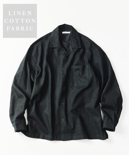 LINEN COTTON OPEN COLLAR SHIRT 亞麻棉開領襯衫（可成套搭配）