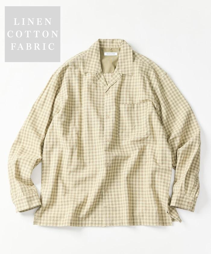 LINEN COTTON OPEN COLLAR SHIRT 亞麻棉開領襯衫（可成套搭配）