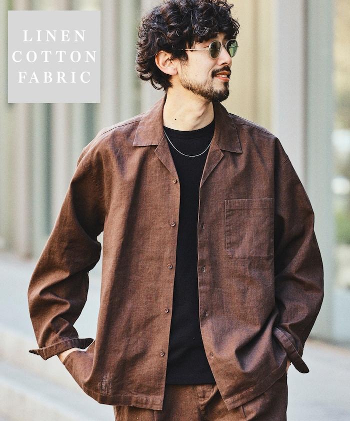 LINEN COTTON OPEN COLLAR SHIRT 亞麻棉開領襯衫（可成套搭配）