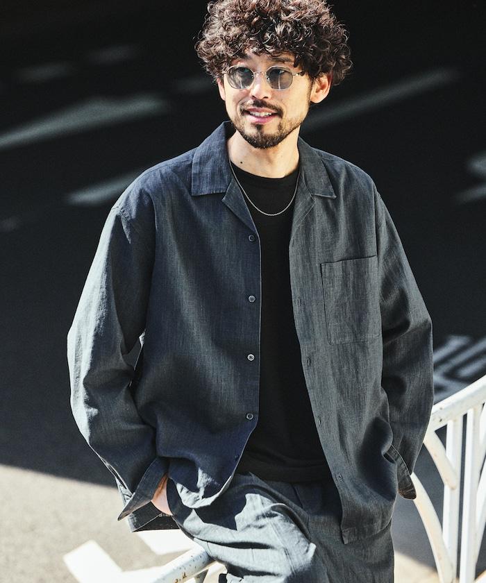 LINEN COTTON OPEN COLLAR SHIRT 亞麻棉開領襯衫（可成套搭配）
