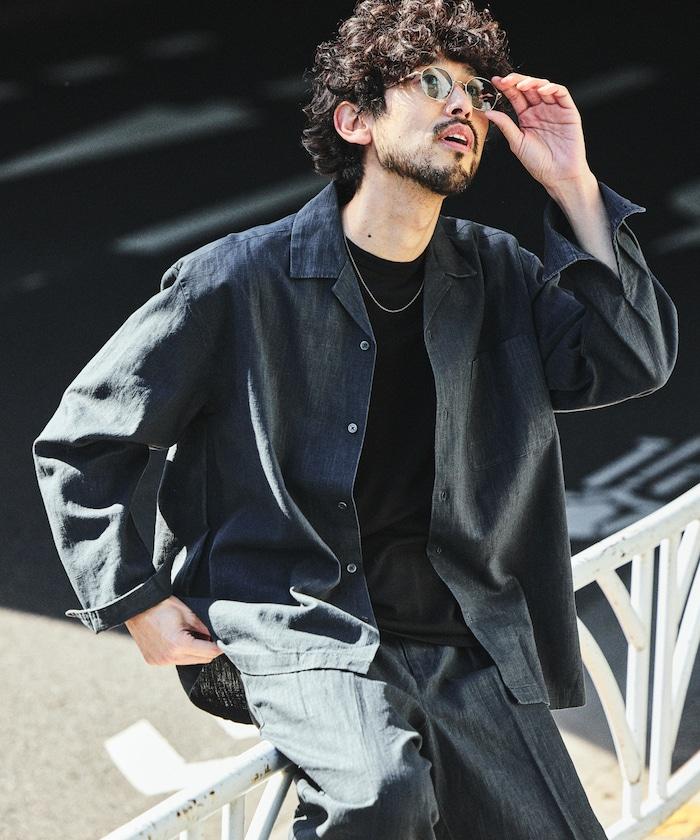 LINEN COTTON OPEN COLLAR SHIRT 亞麻棉開領襯衫（可成套搭配）