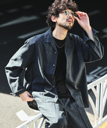 LINEN COTTON OPEN COLLAR SHIRT 亞麻棉開領襯衫（可成套搭配）