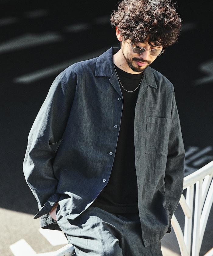 LINEN COTTON OPEN COLLAR SHIRT 亞麻棉開領襯衫（可成套搭配）