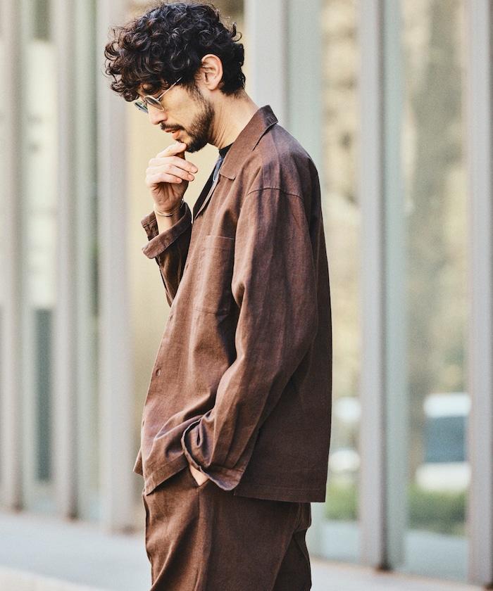 LINEN COTTON OPEN COLLAR SHIRT 亞麻棉開領襯衫（可成套搭配）