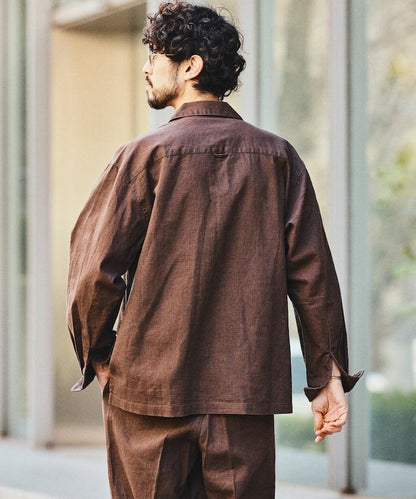 LINEN COTTON OPEN COLLAR SHIRT 亞麻棉開領襯衫（可成套搭配）