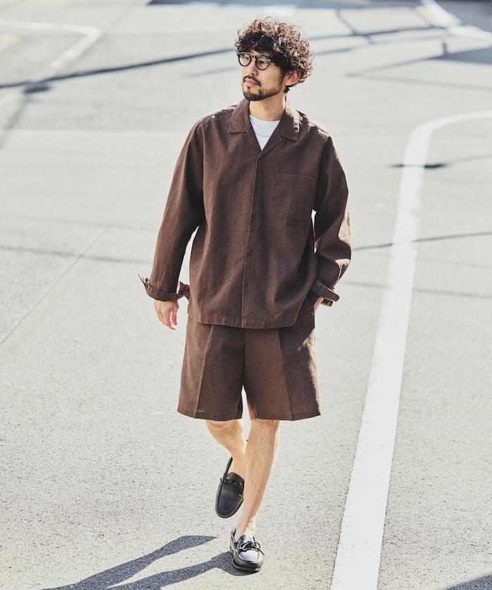 LINEN COTTON OPEN COLLAR SHIRT 亞麻棉開領襯衫（可成套搭配）