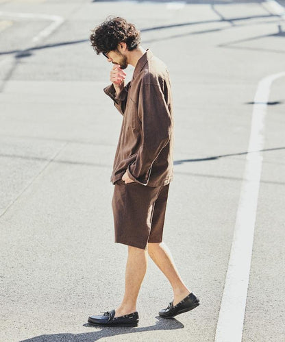LINEN COTTON OPEN COLLAR SHIRT 亞麻棉開領襯衫（可成套搭配）