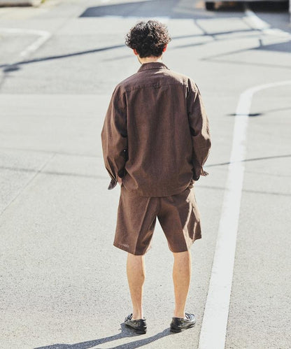 LINEN COTTON OPEN COLLAR SHIRT 亞麻棉開領襯衫（可成套搭配）