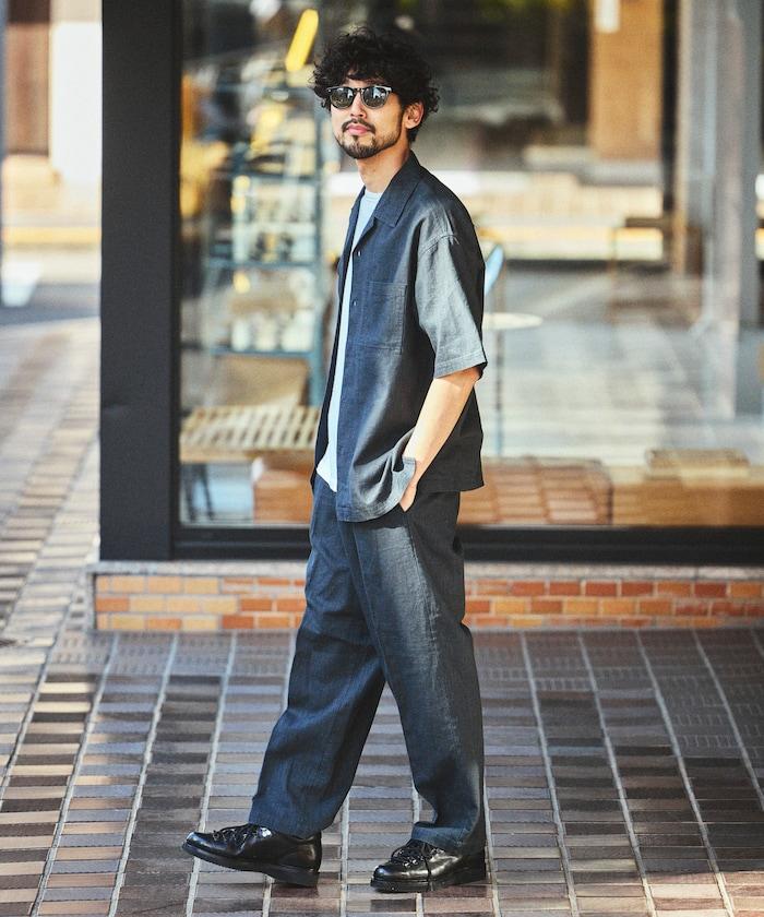 LINEN COTTON OPEN COLLAR SS SHIRT 襯衫