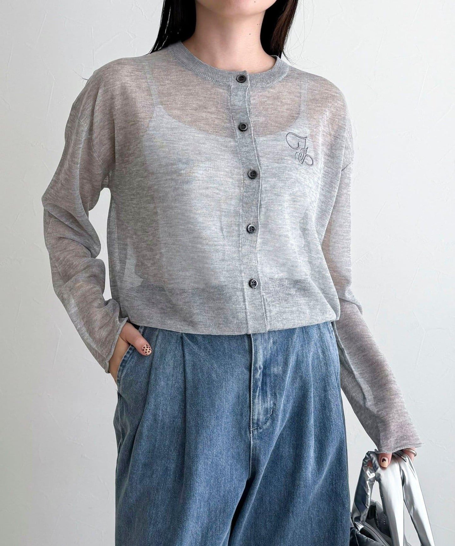 刺繡透紗針織開衫
