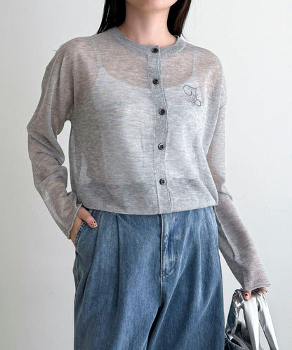 刺繡透紗針織開衫