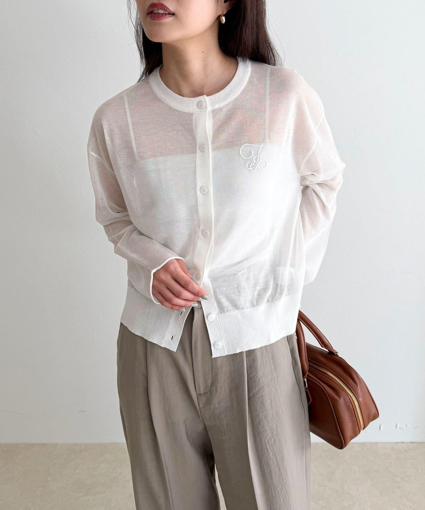 刺繡透紗針織開衫