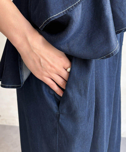 牛仔荷葉邊揹帶褲