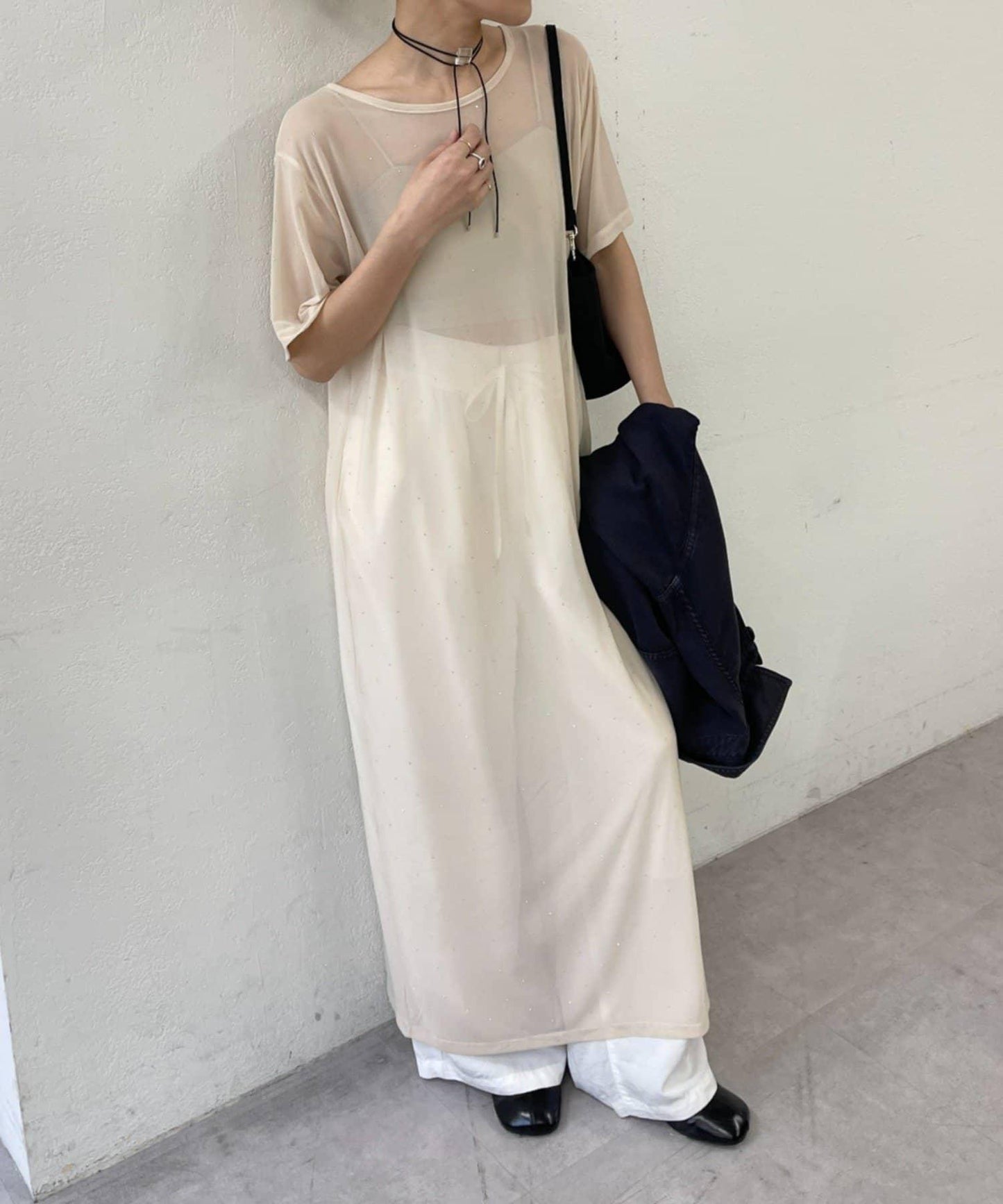 水鑽網紗連衣裙