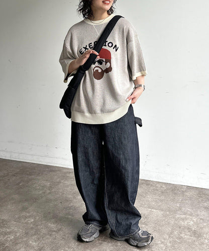 多圖案提花 針織 短袖上衣