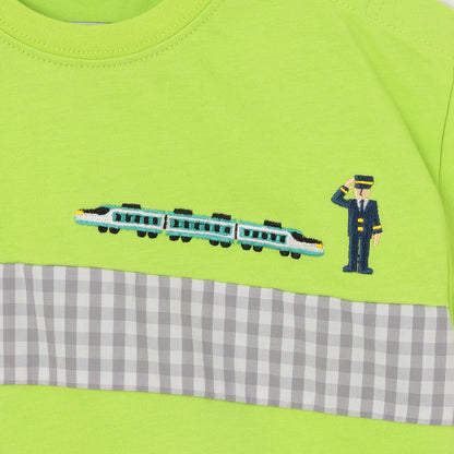 電車刺繡拼接短袖T恤