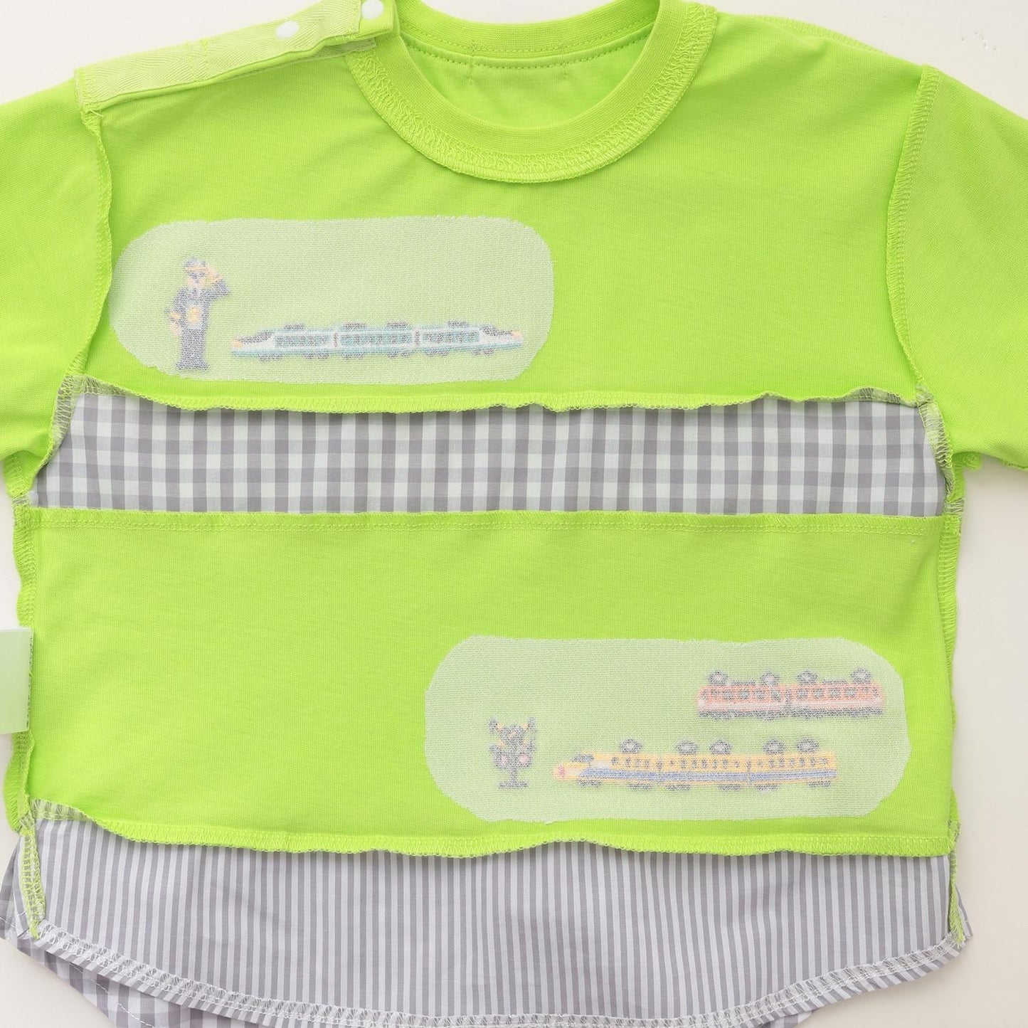 電車刺繡拼接短袖T恤
