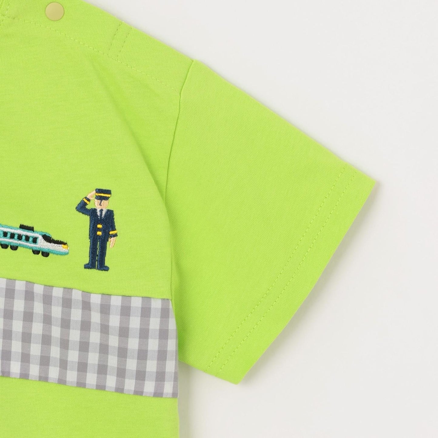 電車刺繡拼接短袖T恤