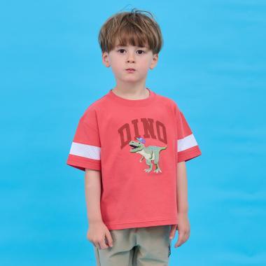 袖部網紗 帽子恐龍圖案 短袖T恤