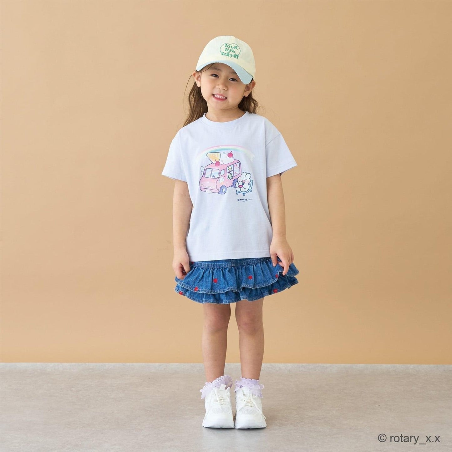 ともデニ 拼色刺繡滿印 裙褲