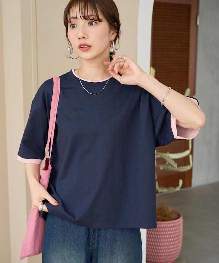 內裡配色袖設計 短袖T恤