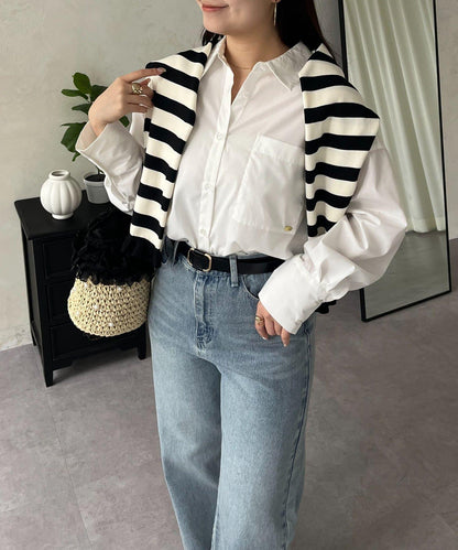 金屬吊飾口袋 寬鬆 襯衫