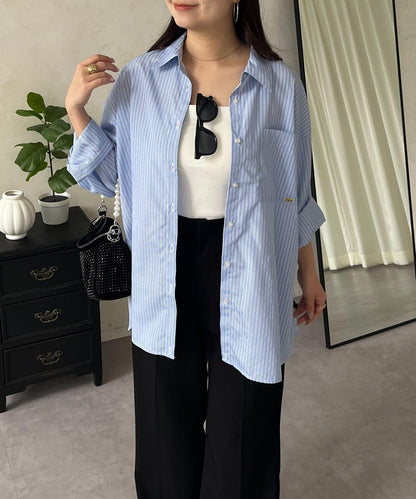 金屬吊飾口袋 寬鬆 襯衫