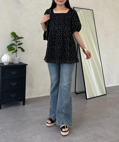 蓬鬆薄紗 荷葉邊設計 蕾絲 女式襯衫