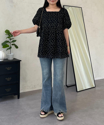 蓬鬆薄紗 荷葉邊設計 蕾絲 女式襯衫