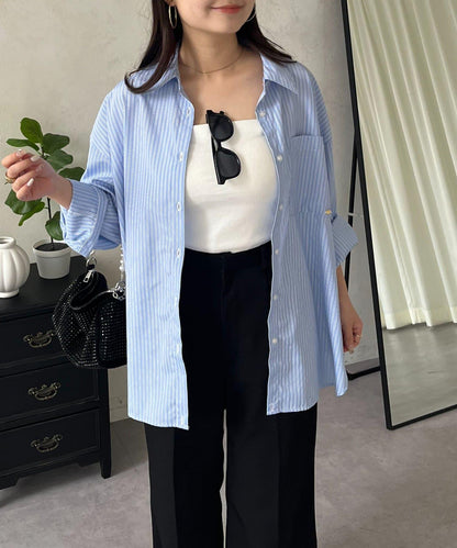 金屬吊飾口袋 寬鬆 襯衫