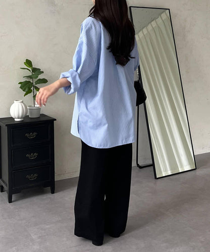 金屬吊飾口袋 寬鬆 襯衫