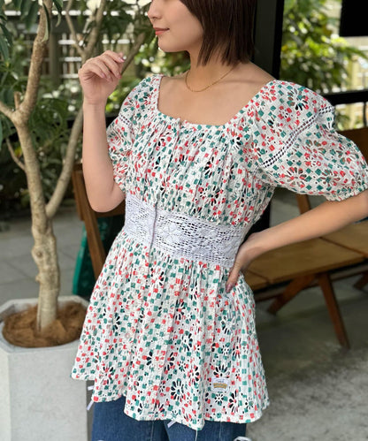 刺繡印花 罩衫式 蕾絲 連衣裙
