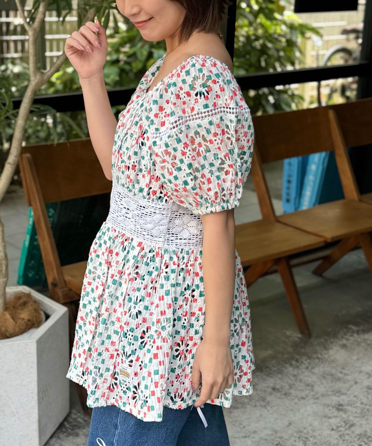 刺繡印花 罩衫式 蕾絲 連衣裙