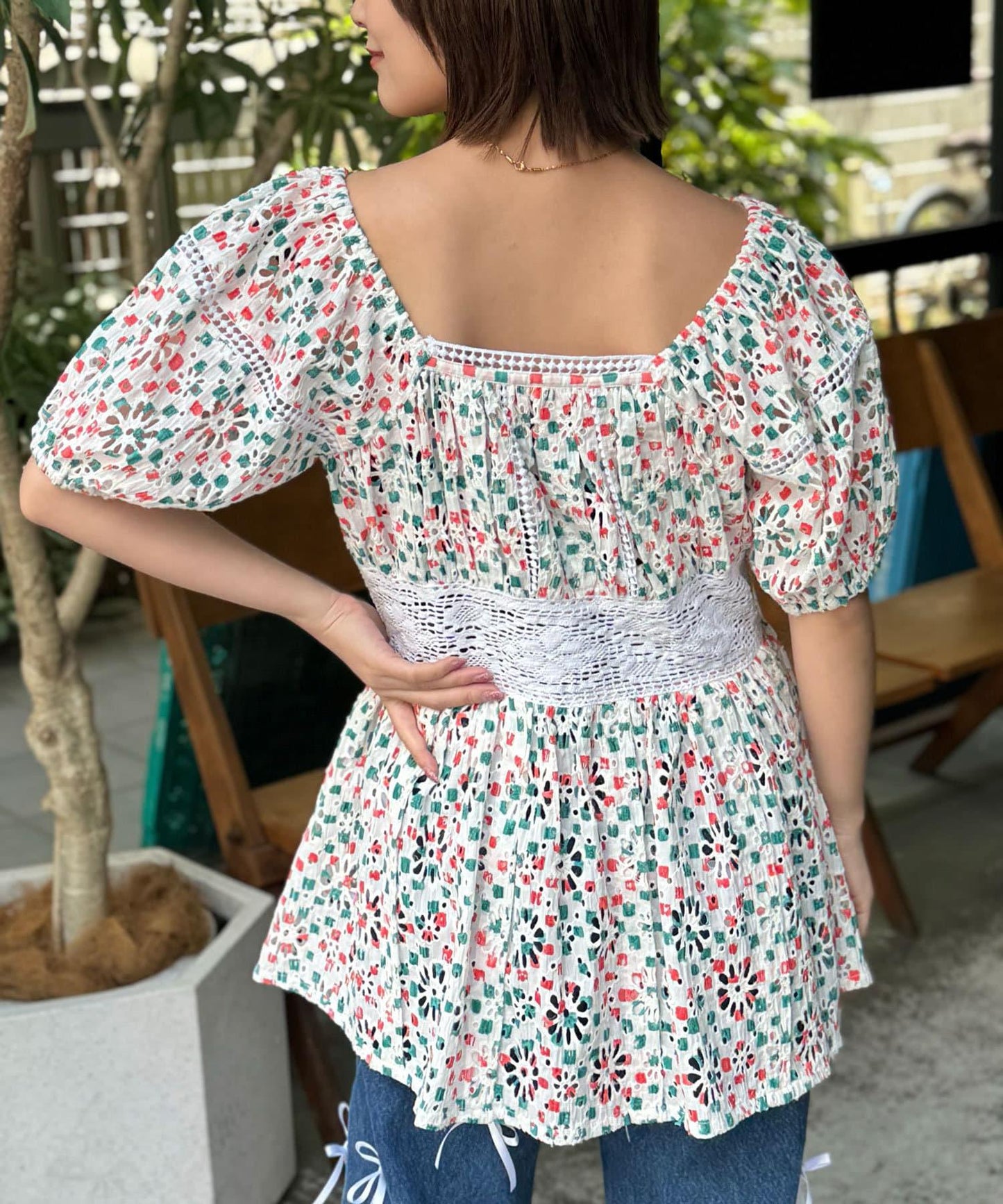 刺繡印花 罩衫式 蕾絲 連衣裙