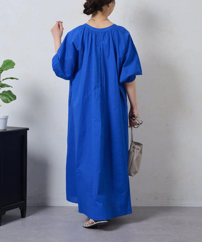 鑰匙領 亞麻 連衣裙