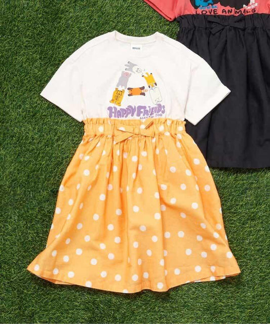 リンク 旭山動物園應援款 拼接連衣裙