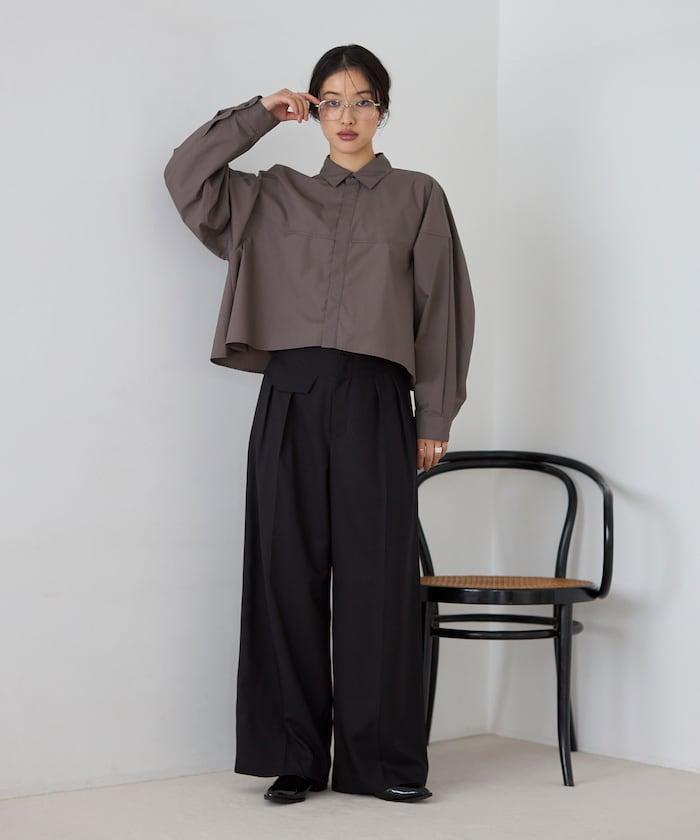 拼接設計 短款襯衫