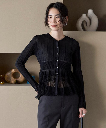 3月11日12:00 日本製造 無縫針織 荷葉擺 針織開衫