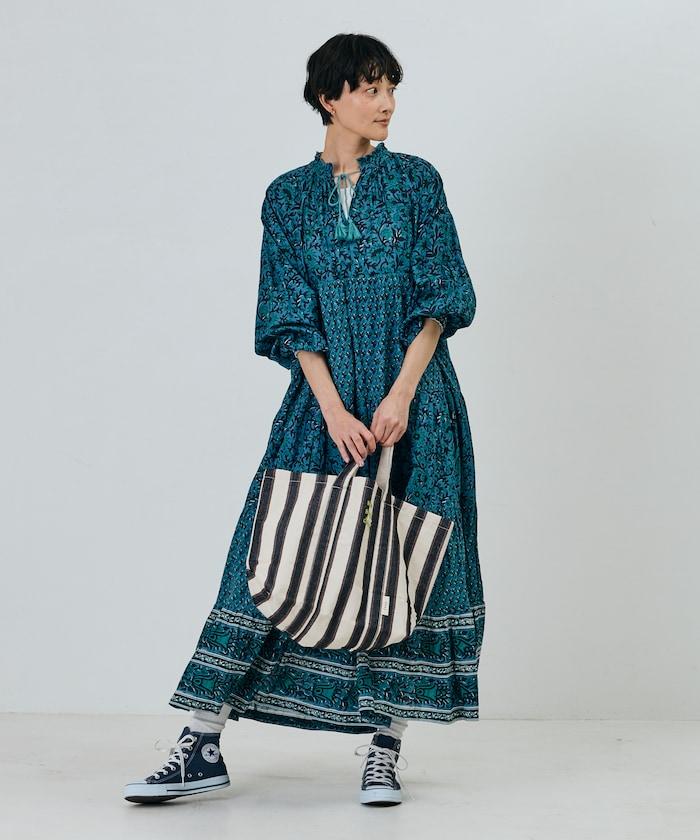 條紋布料雙用托特包