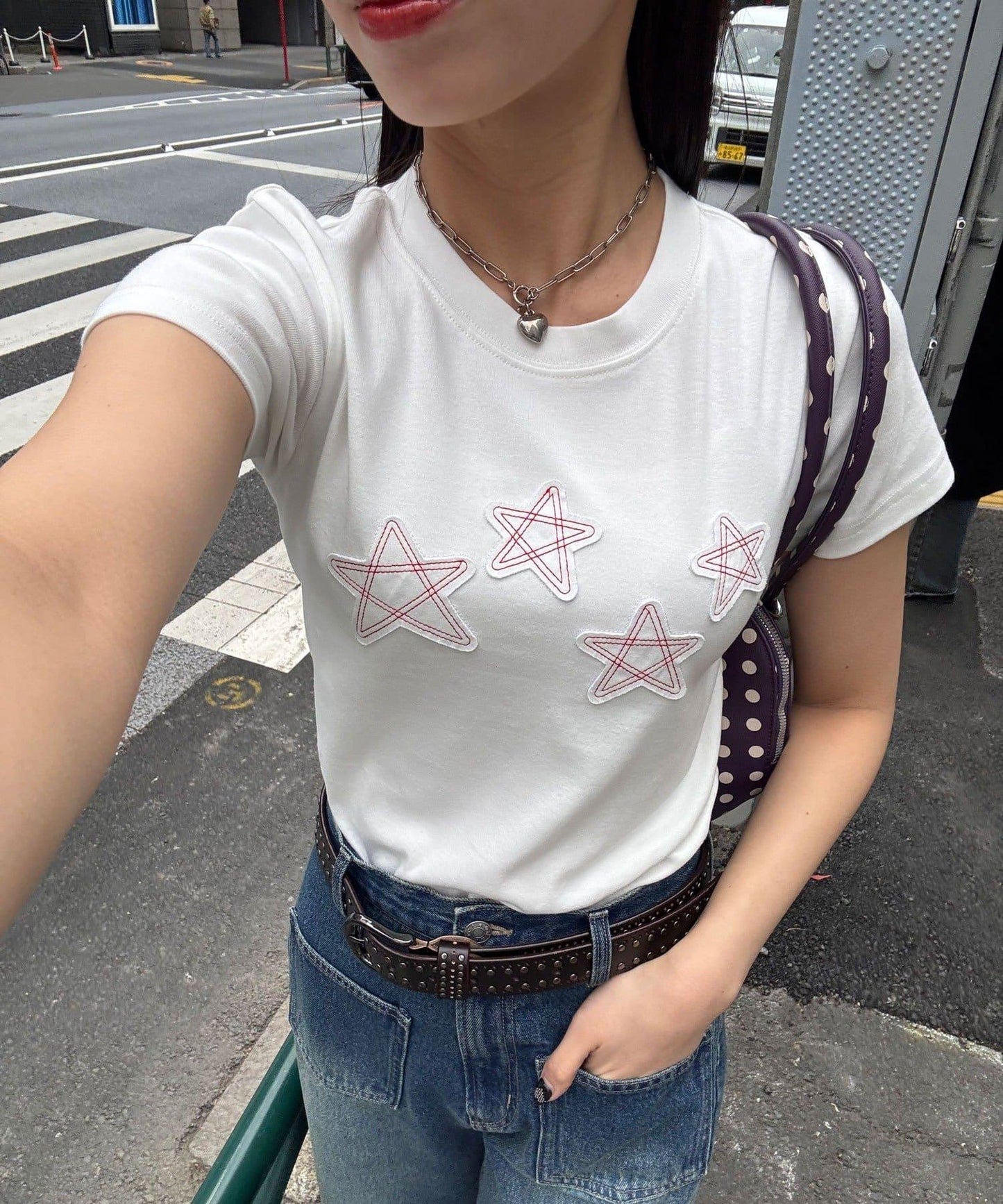 雙尺碼 星貼布 T恤