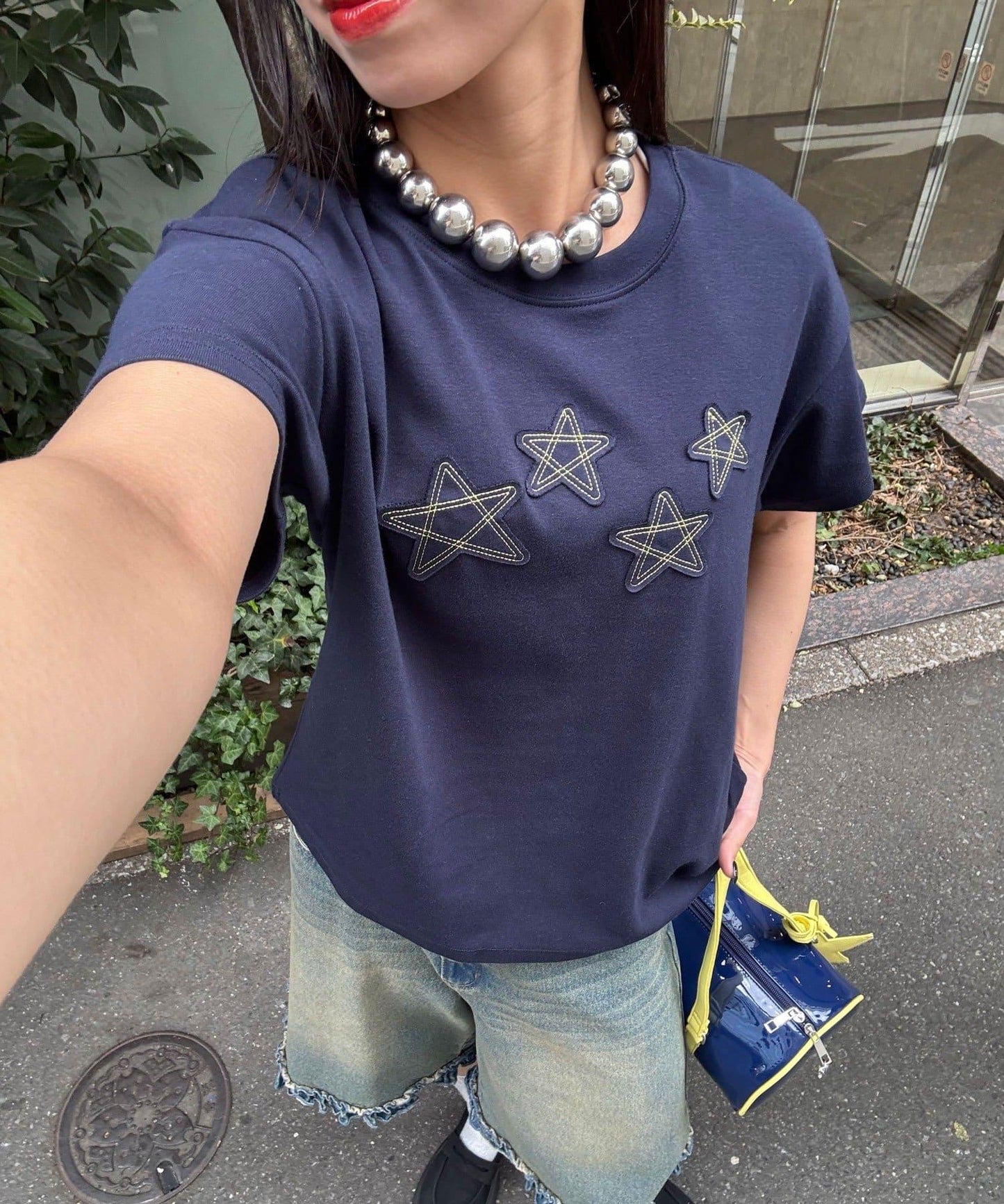 雙尺碼 星貼布 T恤