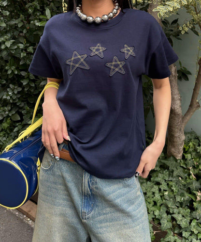 雙尺碼 星貼布 T恤