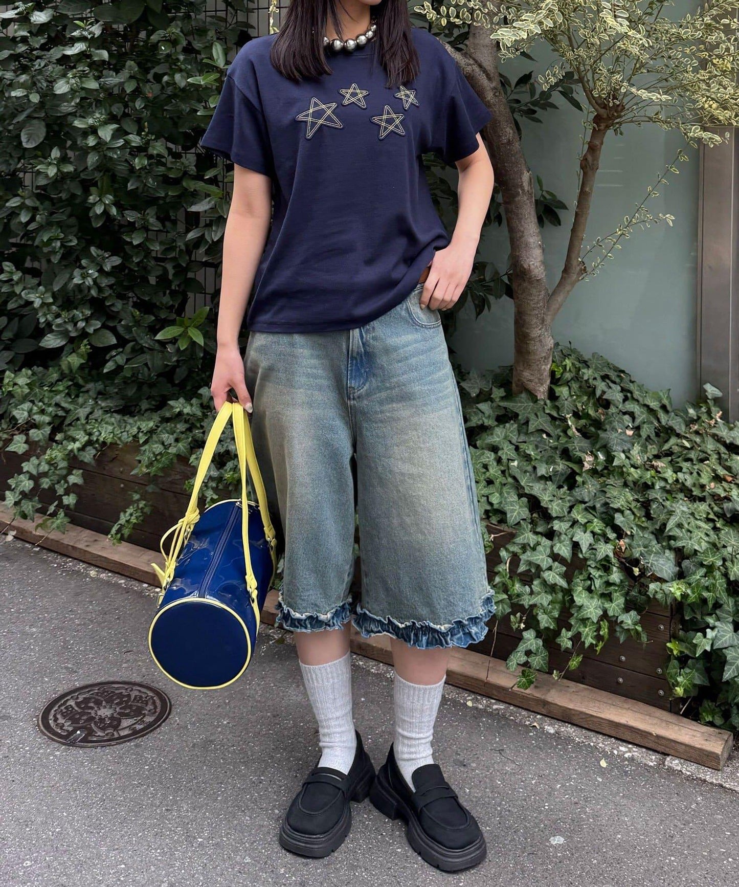 雙尺碼 星貼布 T恤